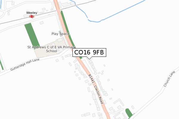 CO16 9FB map - large scale - OS Open Zoomstack (Ordnance Survey)