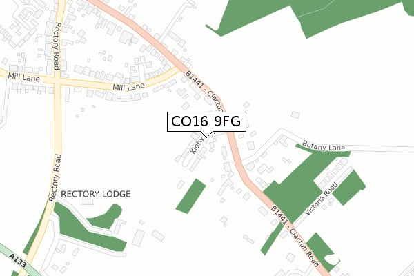 CO16 9FG map - large scale - OS Open Zoomstack (Ordnance Survey)