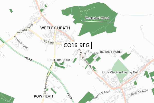 CO16 9FG map - small scale - OS Open Zoomstack (Ordnance Survey)