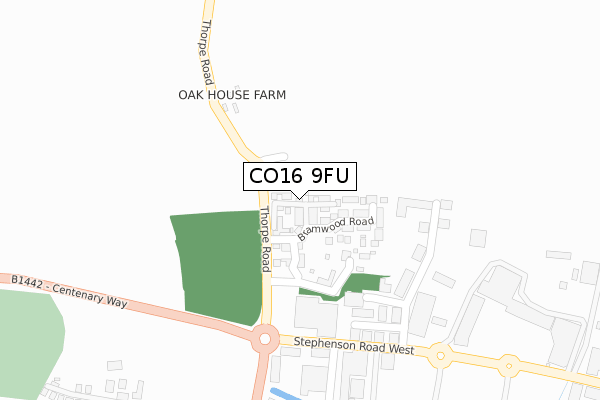 CO16 9FU map - large scale - OS Open Zoomstack (Ordnance Survey)