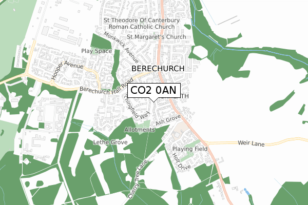 CO2 0AN map - small scale - OS Open Zoomstack (Ordnance Survey)