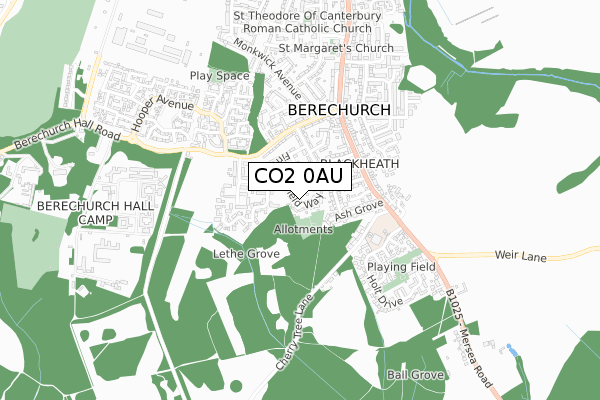 CO2 0AU map - small scale - OS Open Zoomstack (Ordnance Survey)