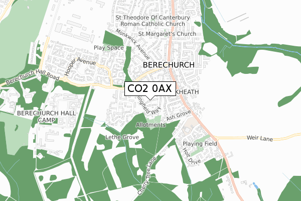 CO2 0AX map - small scale - OS Open Zoomstack (Ordnance Survey)