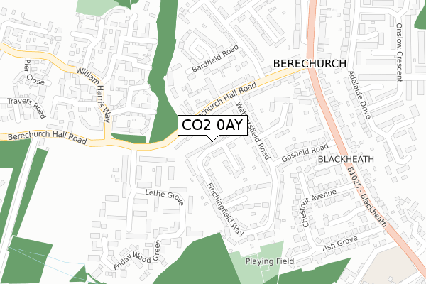 CO2 0AY map - large scale - OS Open Zoomstack (Ordnance Survey)