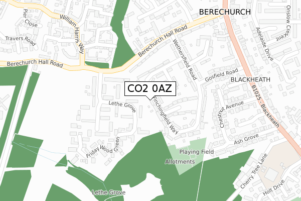 CO2 0AZ map - large scale - OS Open Zoomstack (Ordnance Survey)