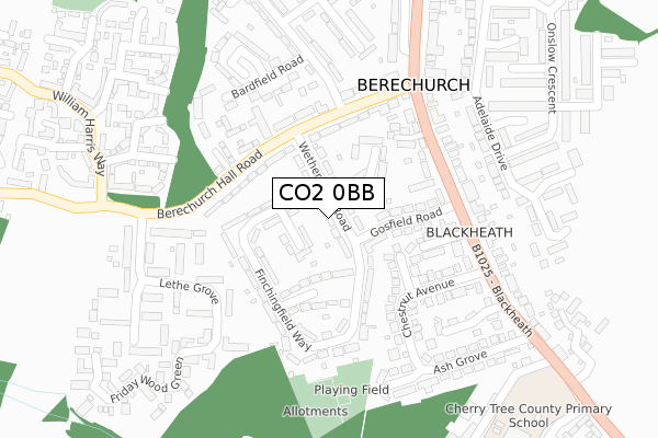 CO2 0BB map - large scale - OS Open Zoomstack (Ordnance Survey)