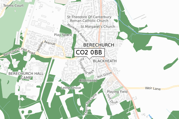 CO2 0BB map - small scale - OS Open Zoomstack (Ordnance Survey)