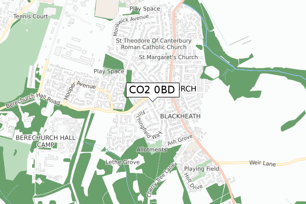 CO2 0BD map - small scale - OS Open Zoomstack (Ordnance Survey)