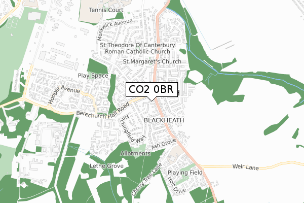 CO2 0BR map - small scale - OS Open Zoomstack (Ordnance Survey)