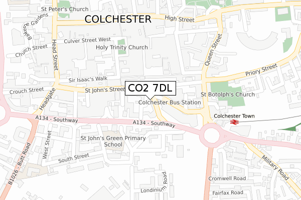 CO2 7DL map - large scale - OS Open Zoomstack (Ordnance Survey)