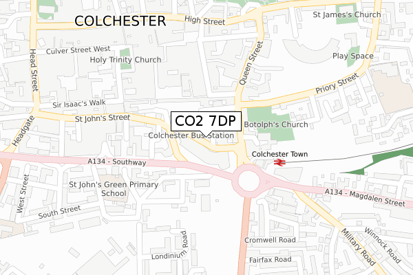 CO2 7DP map - large scale - OS Open Zoomstack (Ordnance Survey)