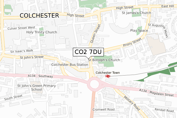 CO2 7DU map - large scale - OS Open Zoomstack (Ordnance Survey)
