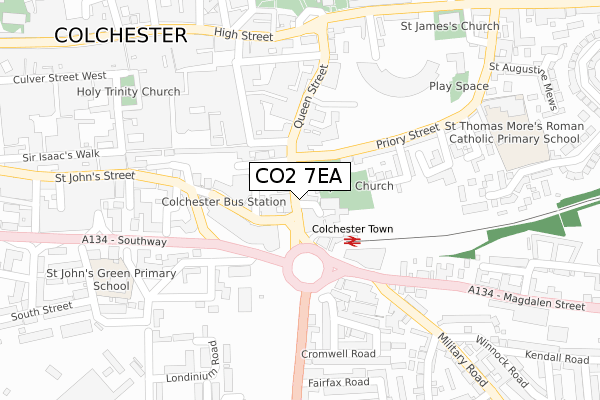 CO2 7EA map - large scale - OS Open Zoomstack (Ordnance Survey)