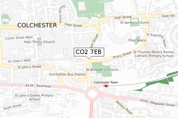 CO2 7EB map - large scale - OS Open Zoomstack (Ordnance Survey)