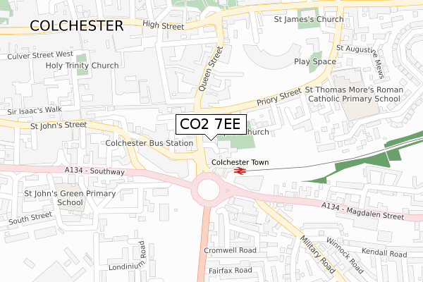 CO2 7EE map - large scale - OS Open Zoomstack (Ordnance Survey)