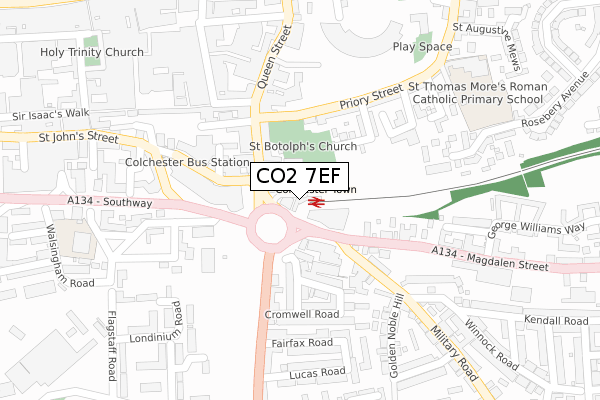 CO2 7EF map - large scale - OS Open Zoomstack (Ordnance Survey)