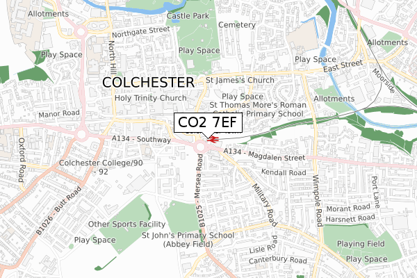 CO2 7EF map - small scale - OS Open Zoomstack (Ordnance Survey)