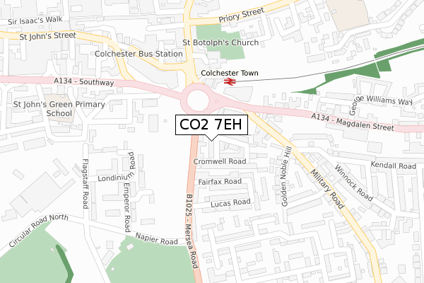 CO2 7EH map - large scale - OS Open Zoomstack (Ordnance Survey)
