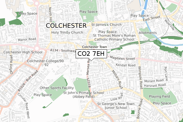CO2 7EH map - small scale - OS Open Zoomstack (Ordnance Survey)