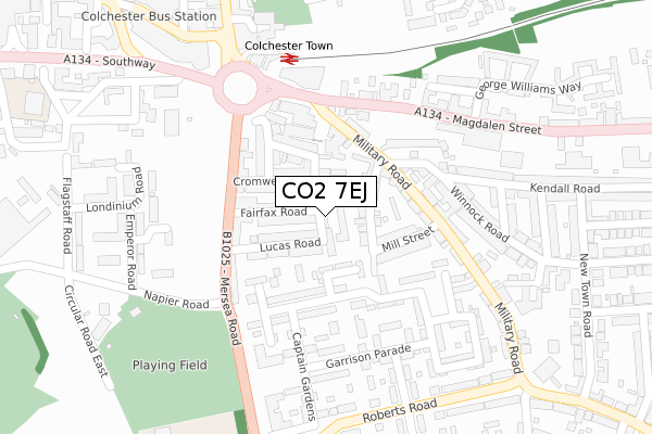CO2 7EJ map - large scale - OS Open Zoomstack (Ordnance Survey)