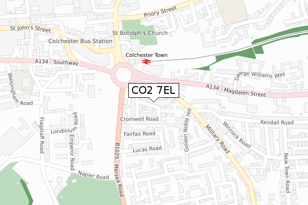 CO2 7EL map - large scale - OS Open Zoomstack (Ordnance Survey)