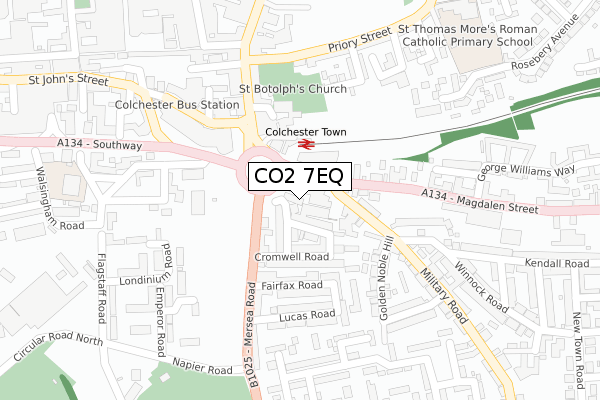 CO2 7EQ map - large scale - OS Open Zoomstack (Ordnance Survey)