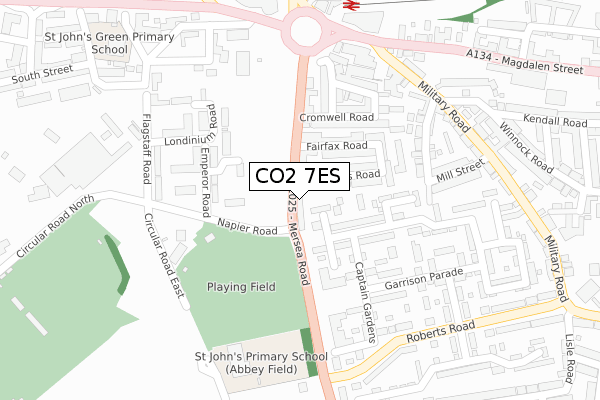 CO2 7ES map - large scale - OS Open Zoomstack (Ordnance Survey)