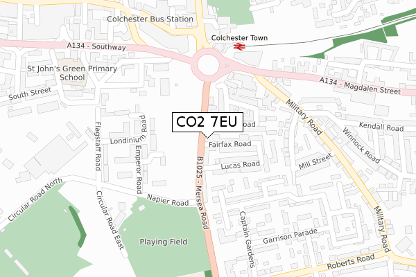 CO2 7EU map - large scale - OS Open Zoomstack (Ordnance Survey)