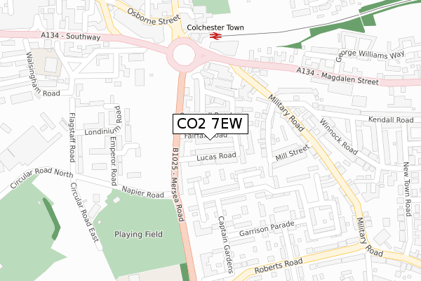 CO2 7EW map - large scale - OS Open Zoomstack (Ordnance Survey)