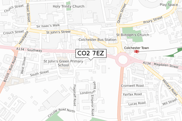 CO2 7EZ map - large scale - OS Open Zoomstack (Ordnance Survey)