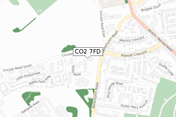 CO2 7FD map - large scale - OS Open Zoomstack (Ordnance Survey)