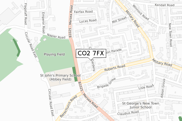 CO2 7FX map - large scale - OS Open Zoomstack (Ordnance Survey)