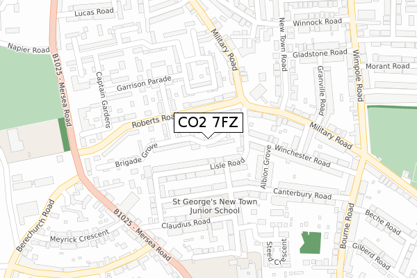 CO2 7FZ map - large scale - OS Open Zoomstack (Ordnance Survey)