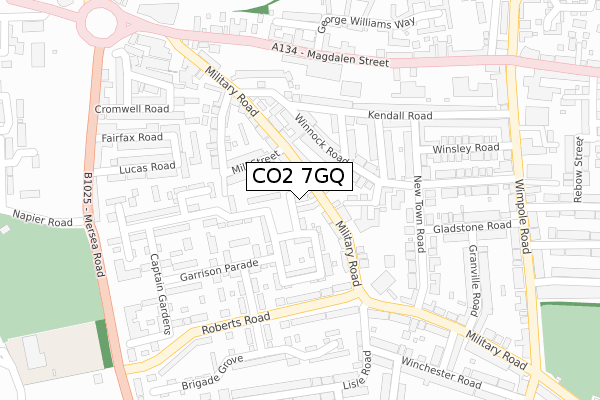CO2 7GQ map - large scale - OS Open Zoomstack (Ordnance Survey)