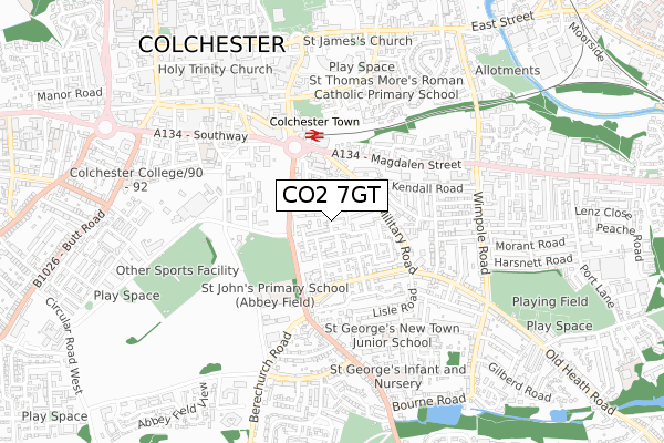 CO2 7GT map - small scale - OS Open Zoomstack (Ordnance Survey)