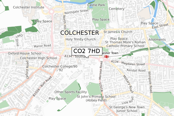 CO2 7HD map - small scale - OS Open Zoomstack (Ordnance Survey)