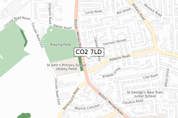 CO2 7LD map - large scale - OS Open Zoomstack (Ordnance Survey)