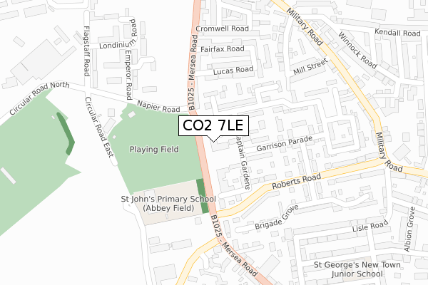 CO2 7LE map - large scale - OS Open Zoomstack (Ordnance Survey)