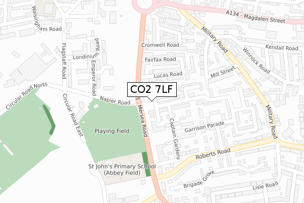 CO2 7LF map - large scale - OS Open Zoomstack (Ordnance Survey)