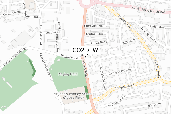 CO2 7LW map - large scale - OS Open Zoomstack (Ordnance Survey)