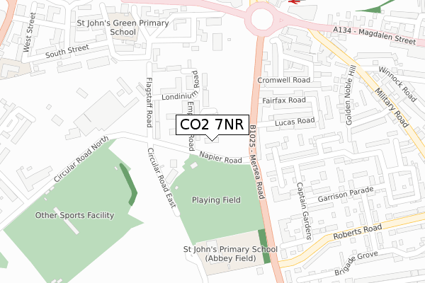 CO2 7NR map - large scale - OS Open Zoomstack (Ordnance Survey)
