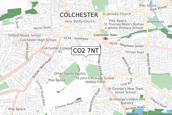 CO2 7NT map - small scale - OS Open Zoomstack (Ordnance Survey)