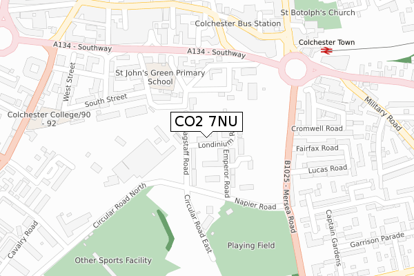 CO2 7NU map - large scale - OS Open Zoomstack (Ordnance Survey)