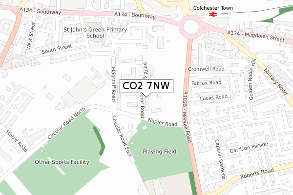 CO2 7NW map - large scale - OS Open Zoomstack (Ordnance Survey)