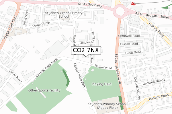 CO2 7NX map - large scale - OS Open Zoomstack (Ordnance Survey)