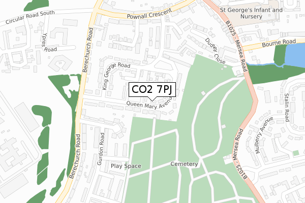 CO2 7PJ map - large scale - OS Open Zoomstack (Ordnance Survey)