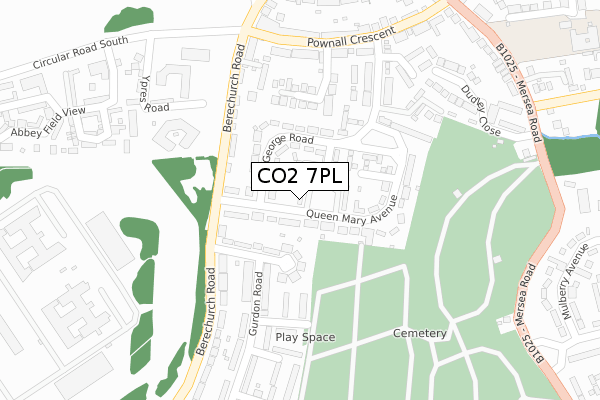 CO2 7PL map - large scale - OS Open Zoomstack (Ordnance Survey)