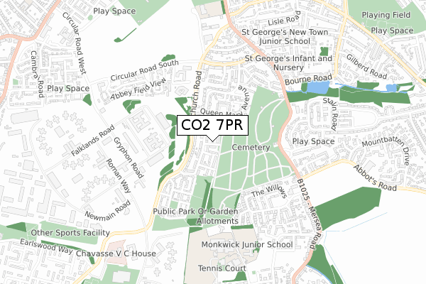 CO2 7PR map - small scale - OS Open Zoomstack (Ordnance Survey)