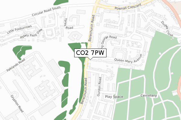 CO2 7PW map - large scale - OS Open Zoomstack (Ordnance Survey)