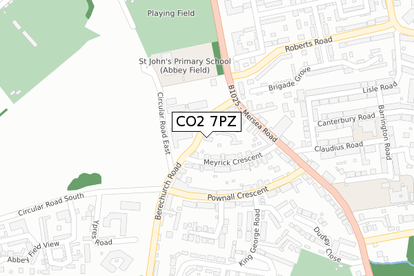 CO2 7PZ map - large scale - OS Open Zoomstack (Ordnance Survey)